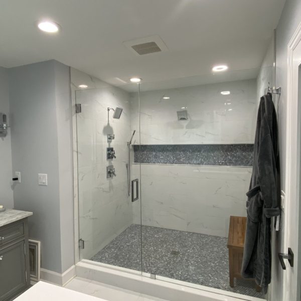 Walk in Shower 5x7 renovated with full wall insert