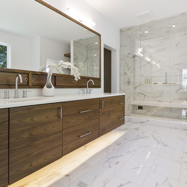 New home with amazing shower with long bench